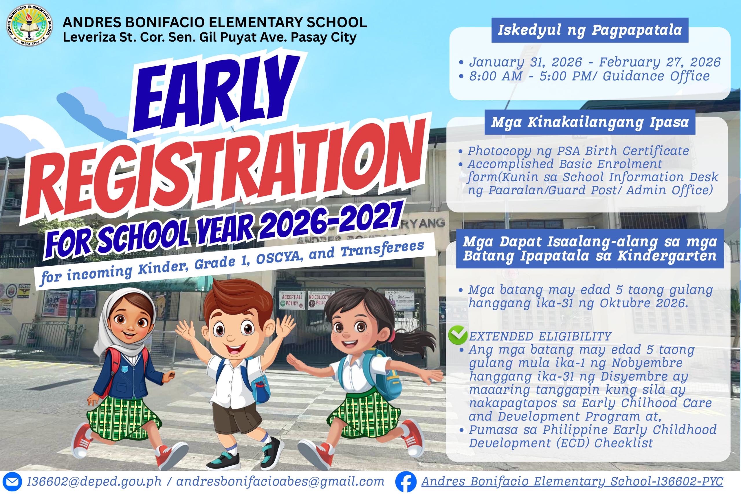 Back to School Early Registration Tarpaulin in Red and Blue Flat Illustration Style (1)